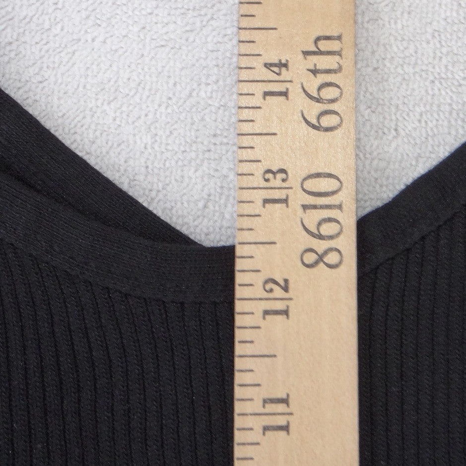 Unbranded Black Ribbed Knit Camisole Spaghetti Strap Scoop Neck Top Slim Fit