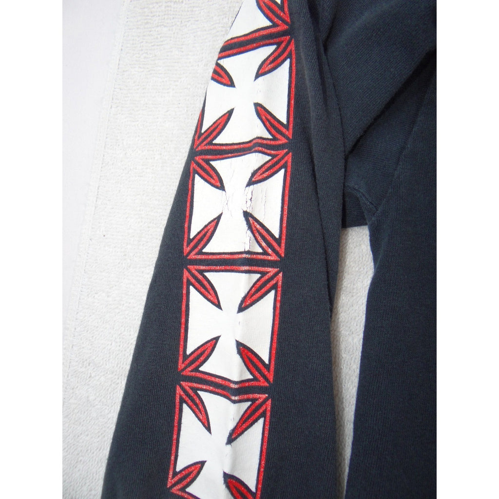 Vintage Bad Ass Choppers Long Sleeve Graphic T-Shirt Mens Black M Iron Cross