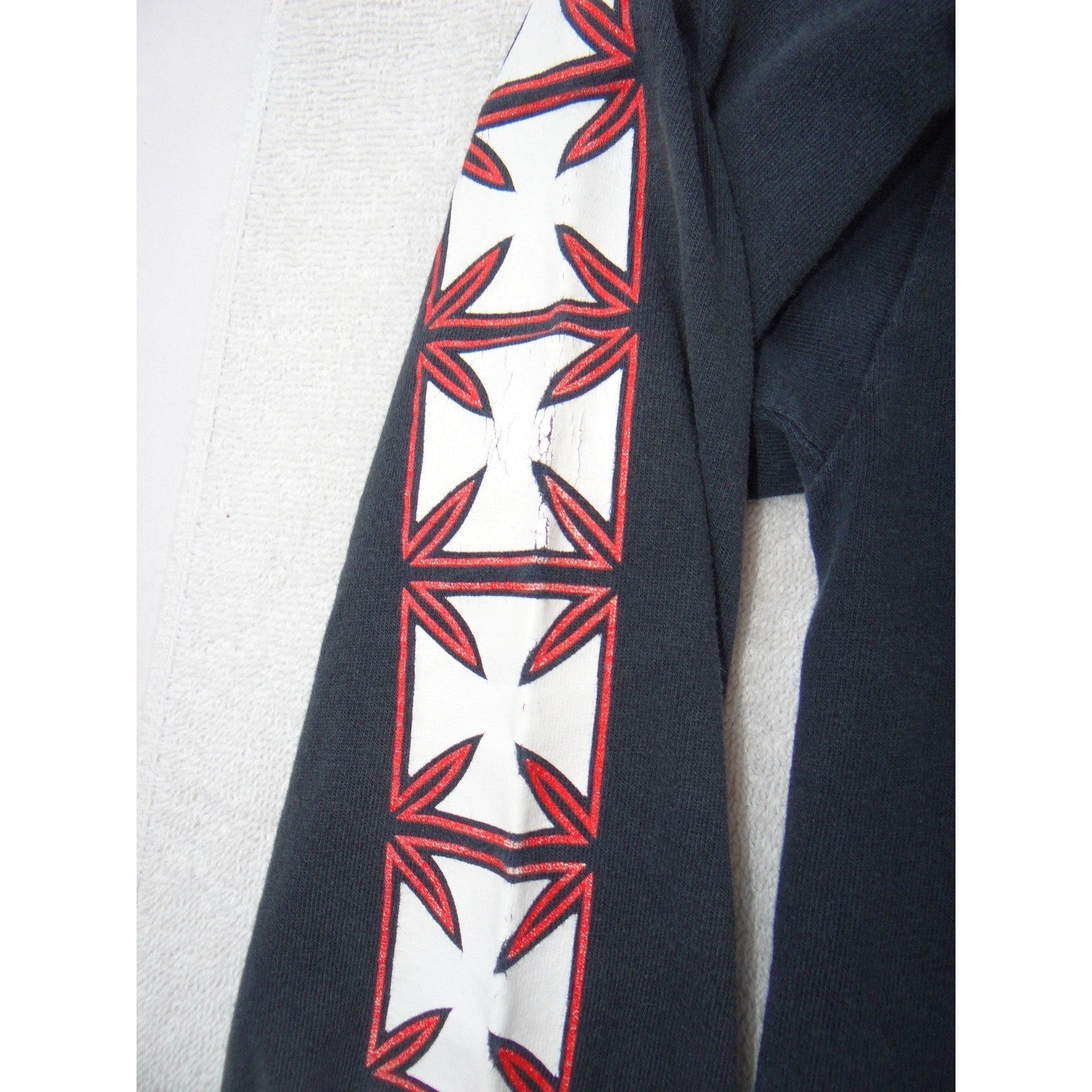 Vintage Bad Ass Choppers Long Sleeve Graphic T-Shirt Mens Black M Iron Cross