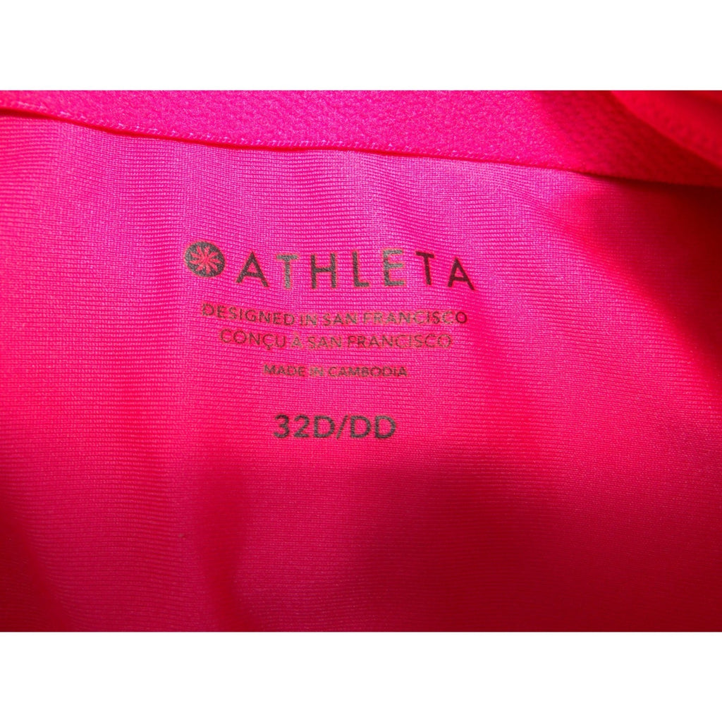 Athleta Womens Hot Pink V-Neck One Piece Swimsuit 32D/DD Adjustable Straps