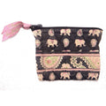 Vera Bradley Elephant Paisley Quilted Cotton Zip Coin Purse Pouch Black Pink