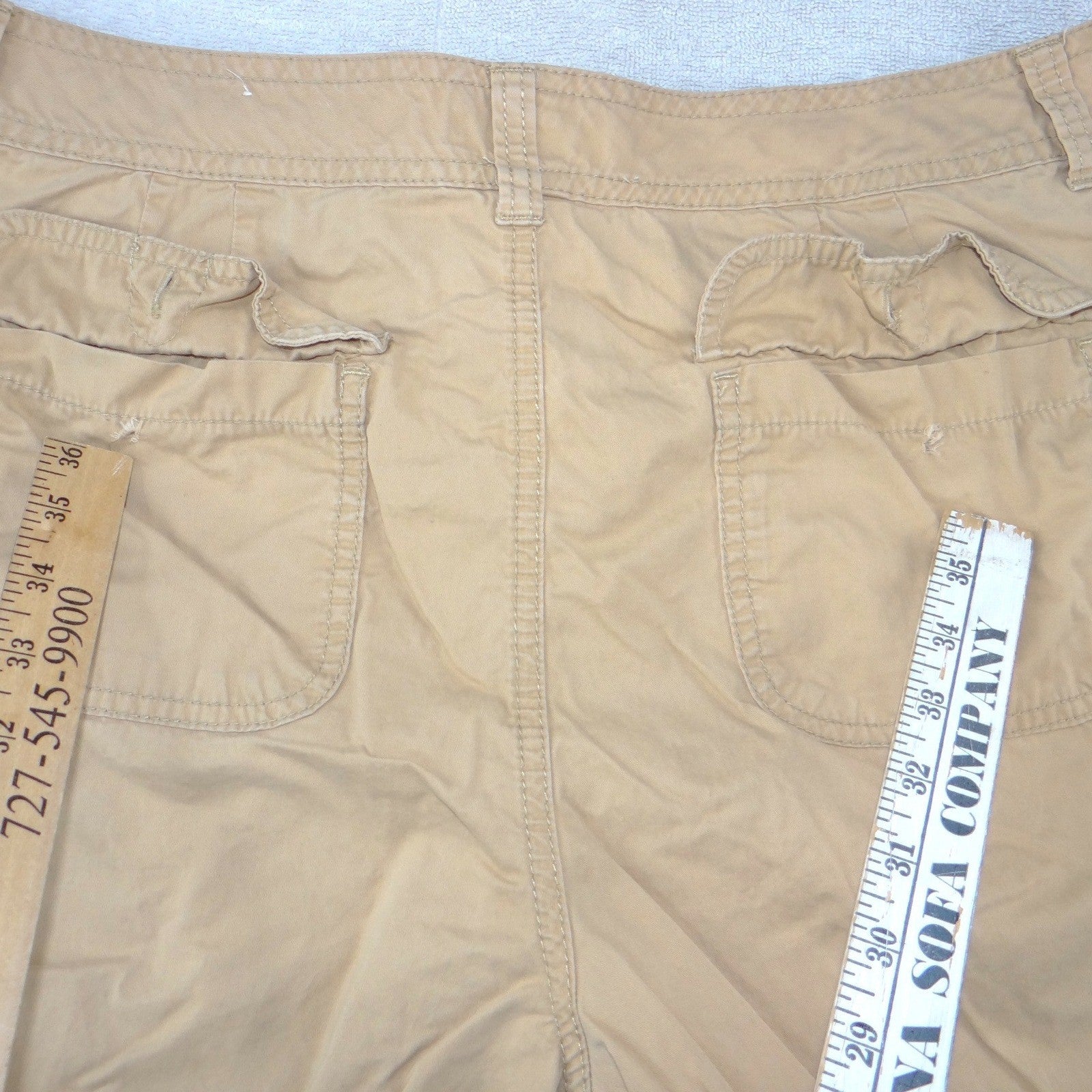St Johns Bay Womens Khaki Chino Shorts Tan Cotton Twill Size 14 Casual Utility
