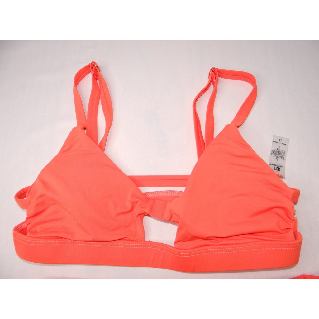 TiniBikini Coral Cutout Triangle Bikini Swimsuit Set Women Size S