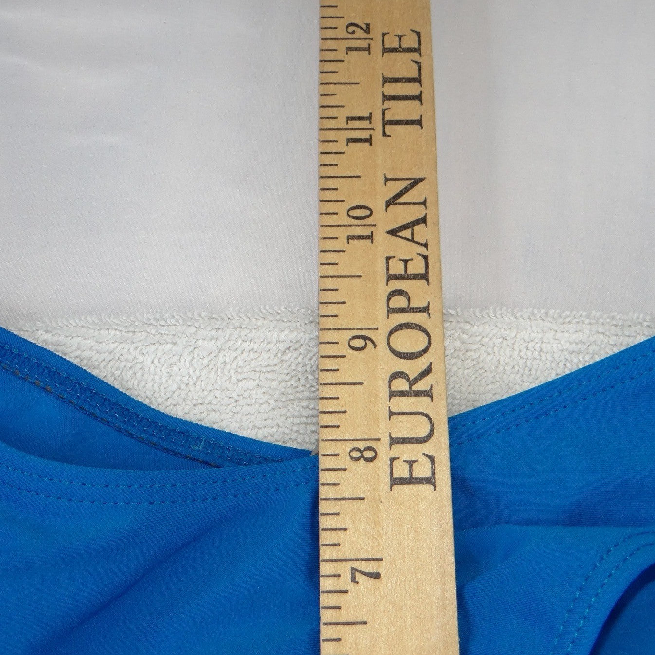 Womens Blue Ruched Bandeau Bikini Set High Cut Cheeky Swimsuit Size M
