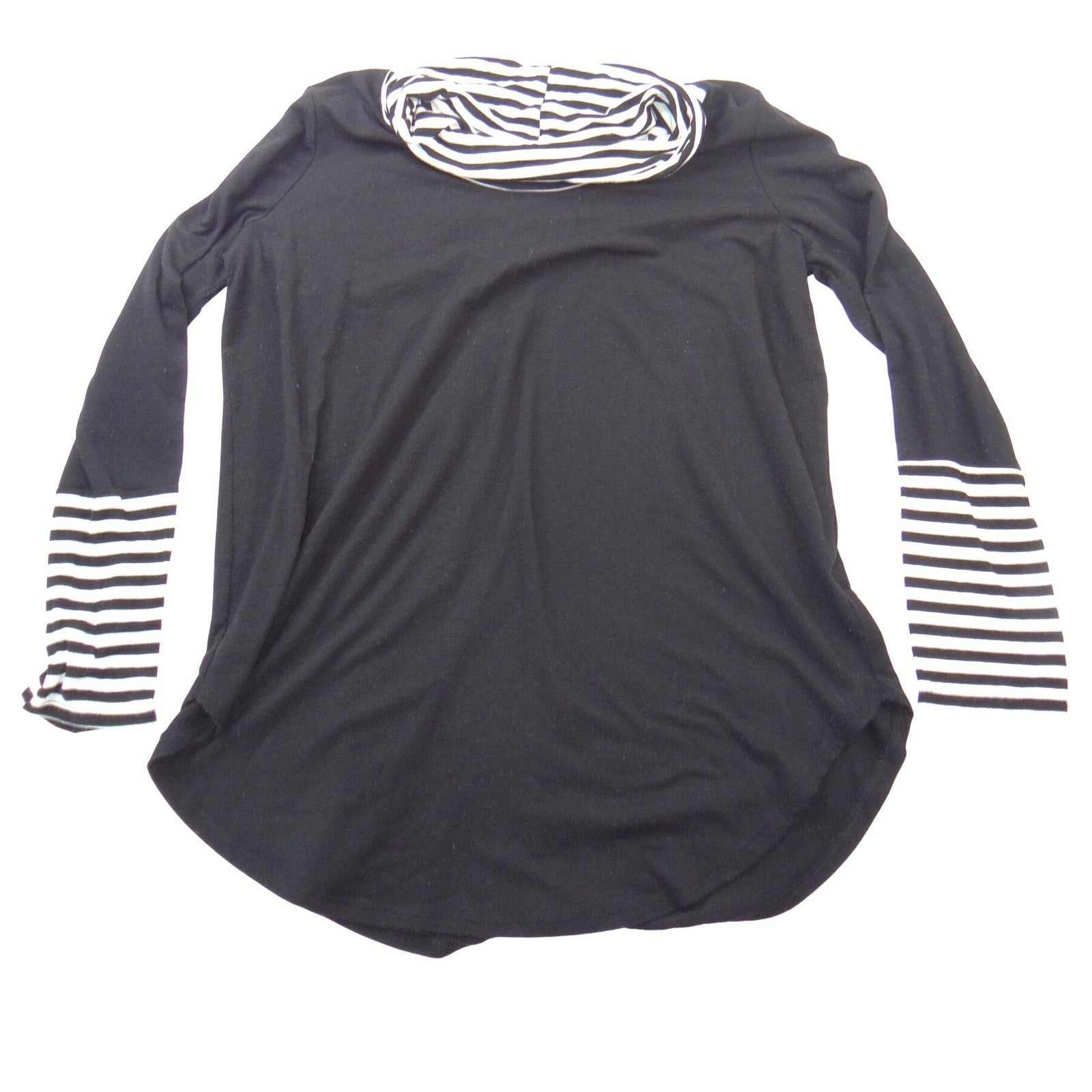 Vintage Venana Premium Womens 2X Black Striped Cowl Neck Long Sleeve Tunic Top
