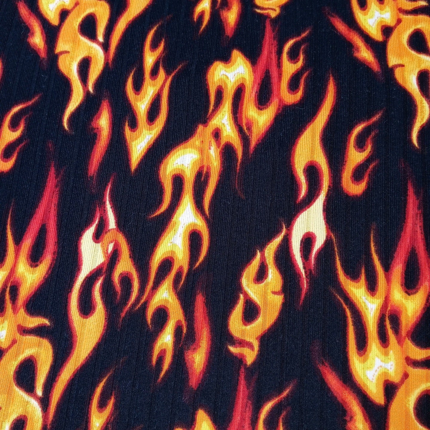 J FOR JUSTIFY Flame Print Crisscross VNeck CropTop Women Size M Black Orange Red