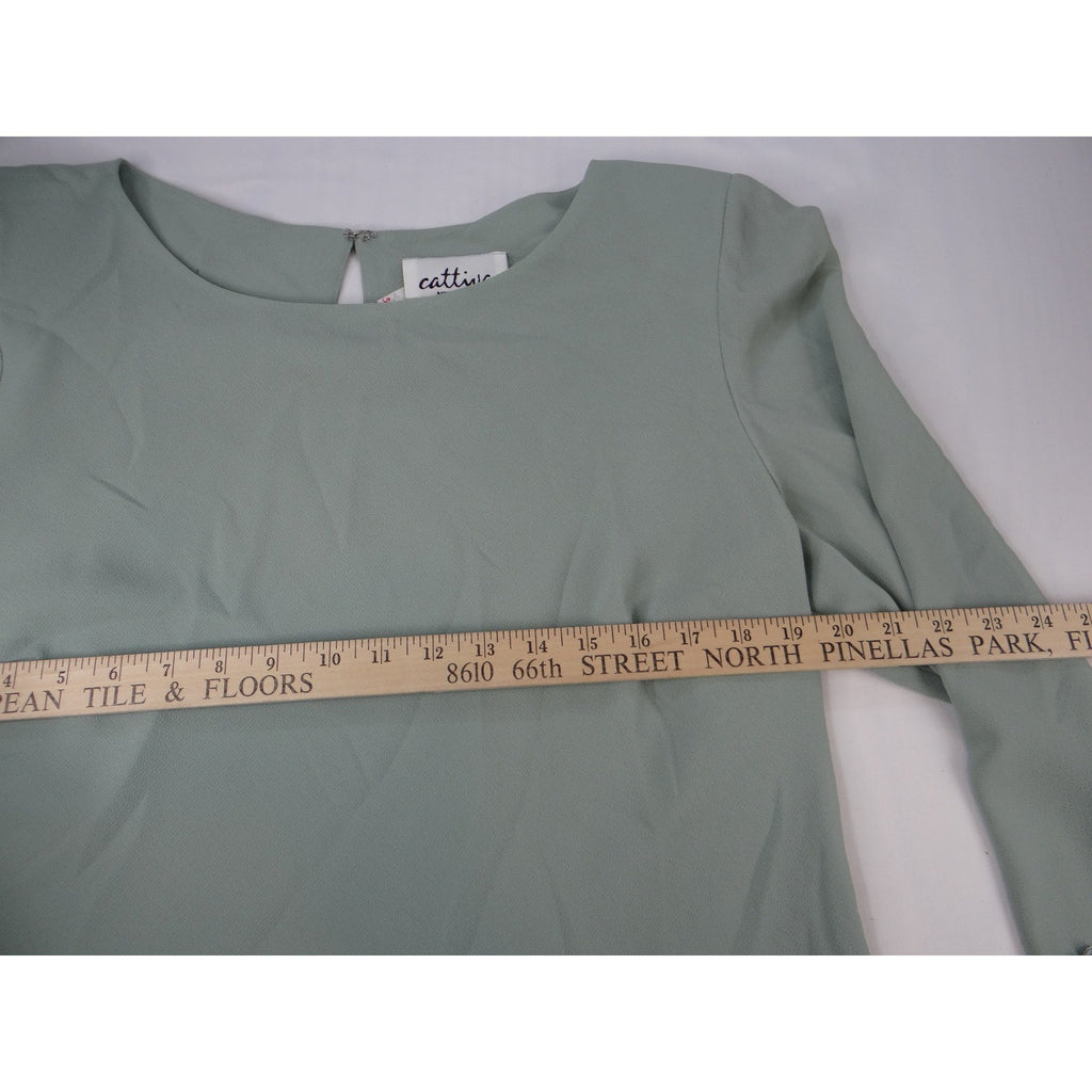 Vintage Cattiva New York Womens Mint Green Lace Trim AsymmetricalTop Sz 14