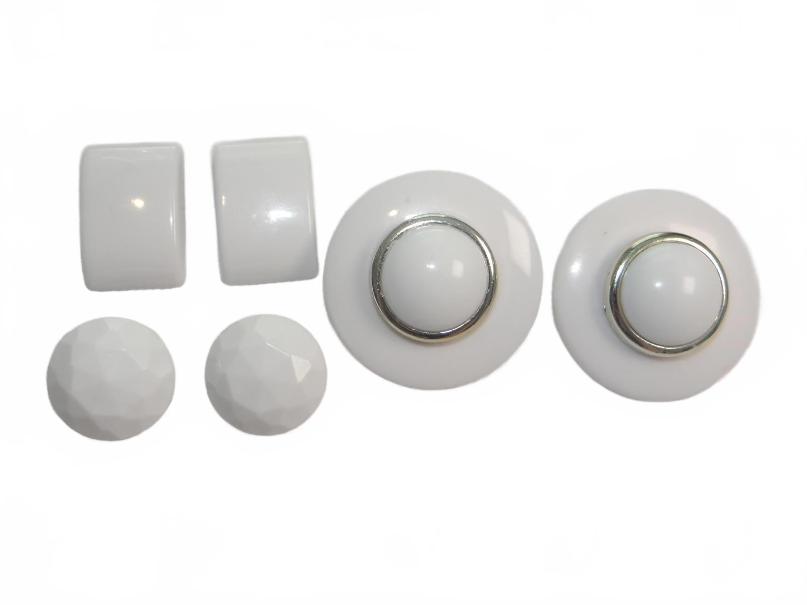 Set of Vintage White Clip-On Earrings lot 5