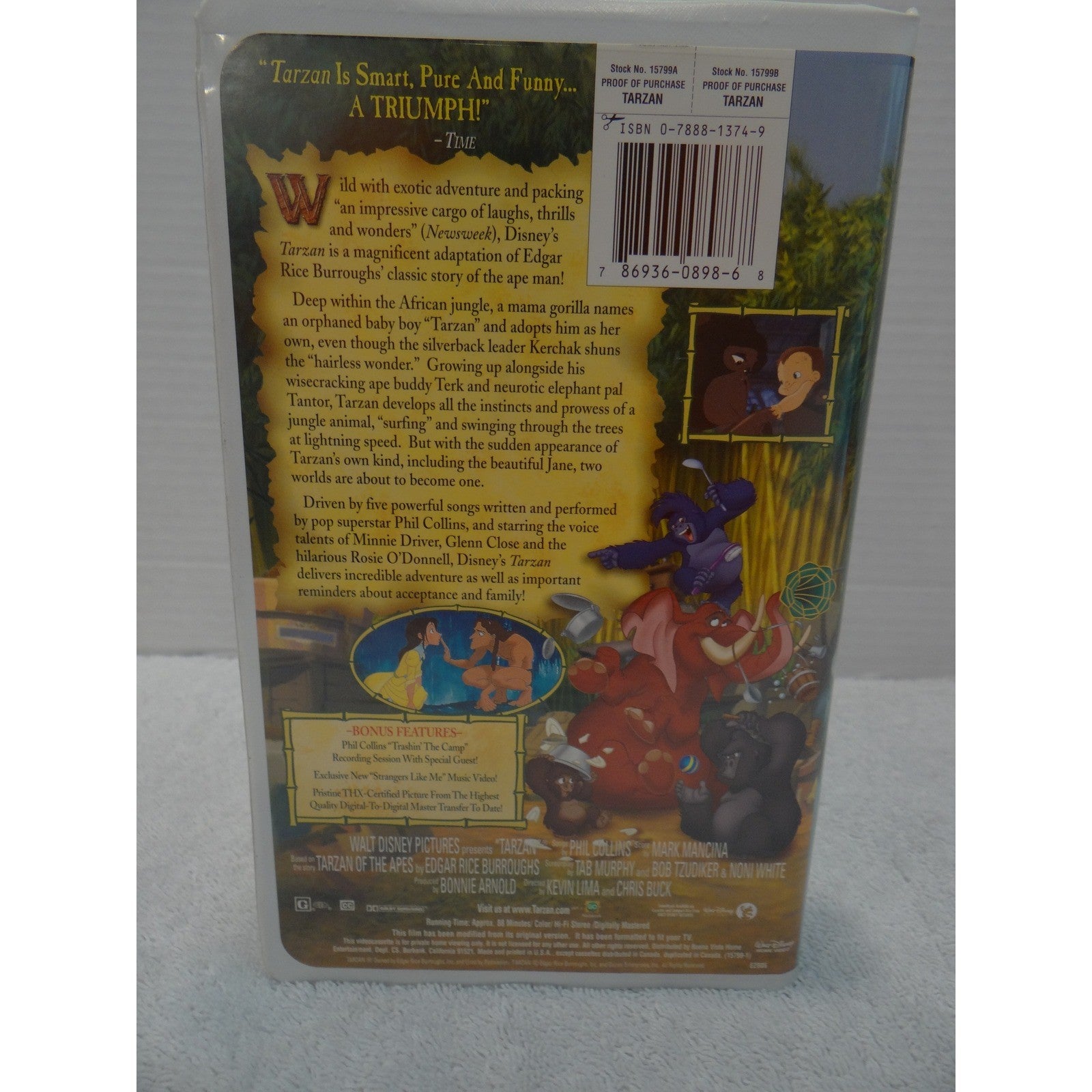 Walt Disney Tarzan VHS 2000 Clamshell Case THX Certified G Rated Animated