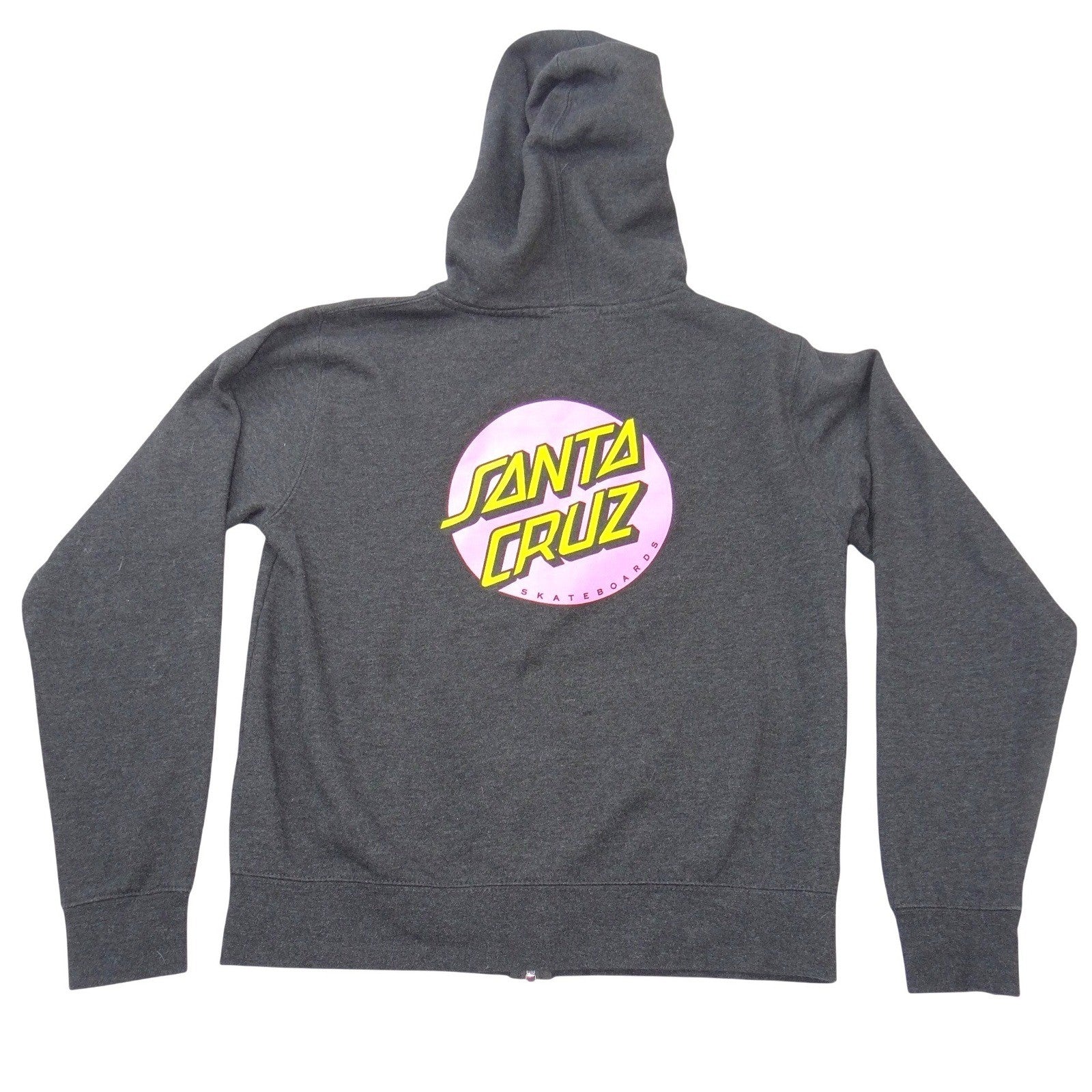 Santa Cruz Skateboards Pink Dot Logo Zip Up Hoodie Charcoal Grey Skater Mens S