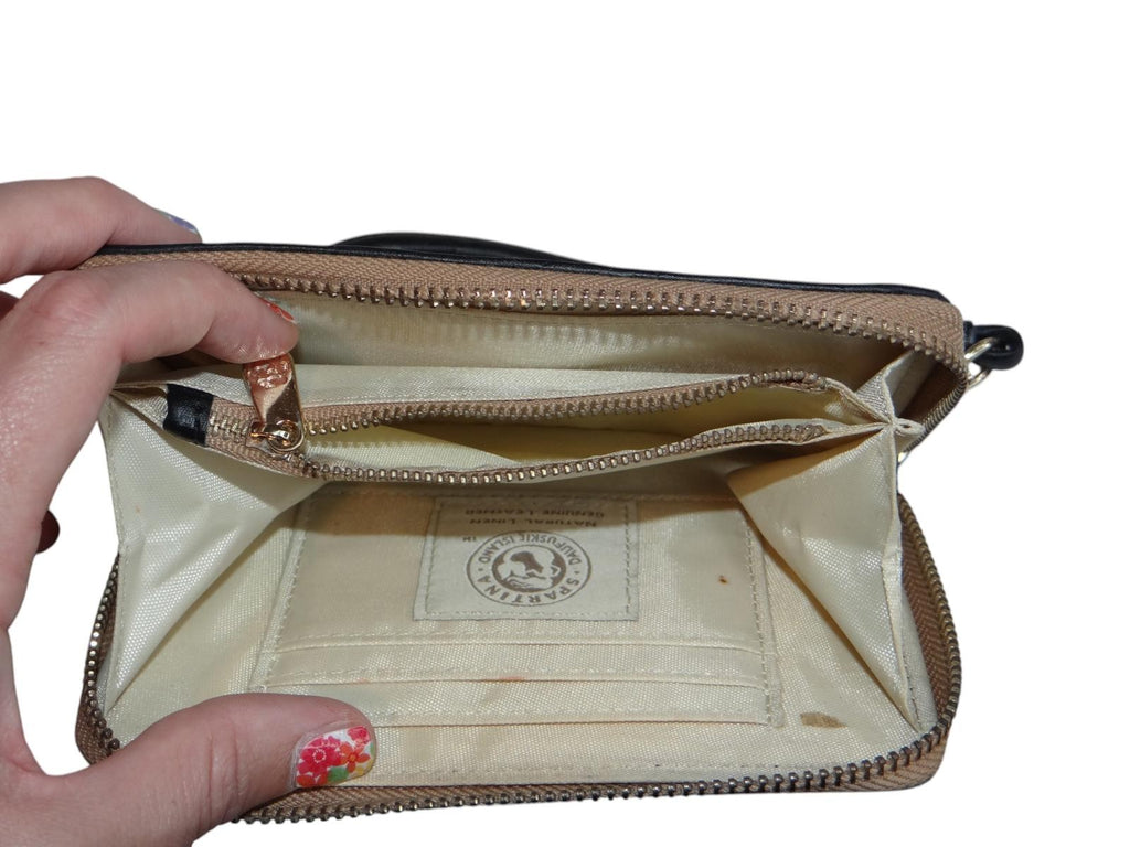 Sparrow Design Wristlet Wallet - Stylish Black and Cream Purse