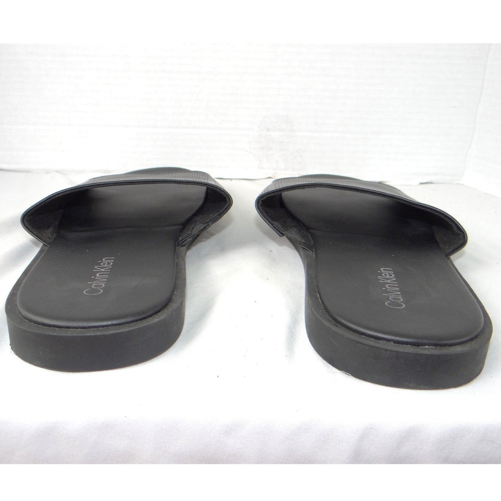 Calvin Klein Mens Black Micro Perforated Slide Sandals Size 12 US 46 EUR