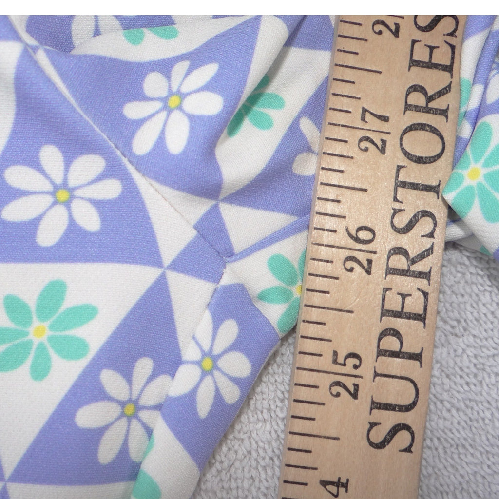 Zara Purple Floral Geometric Flare Leg High Rise Retro Pants Womens Size M