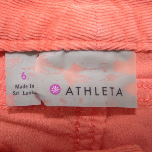 Athleta Womens Coral Orange Corduroy Shorts Size 6 Casual Summer Bright 1796