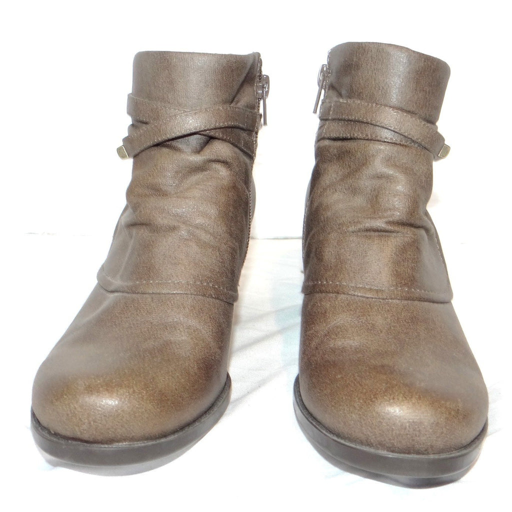 Baretraps Rhapsody Womens Taupe Brown Slouchy Ankle Boots Block Heel 7M