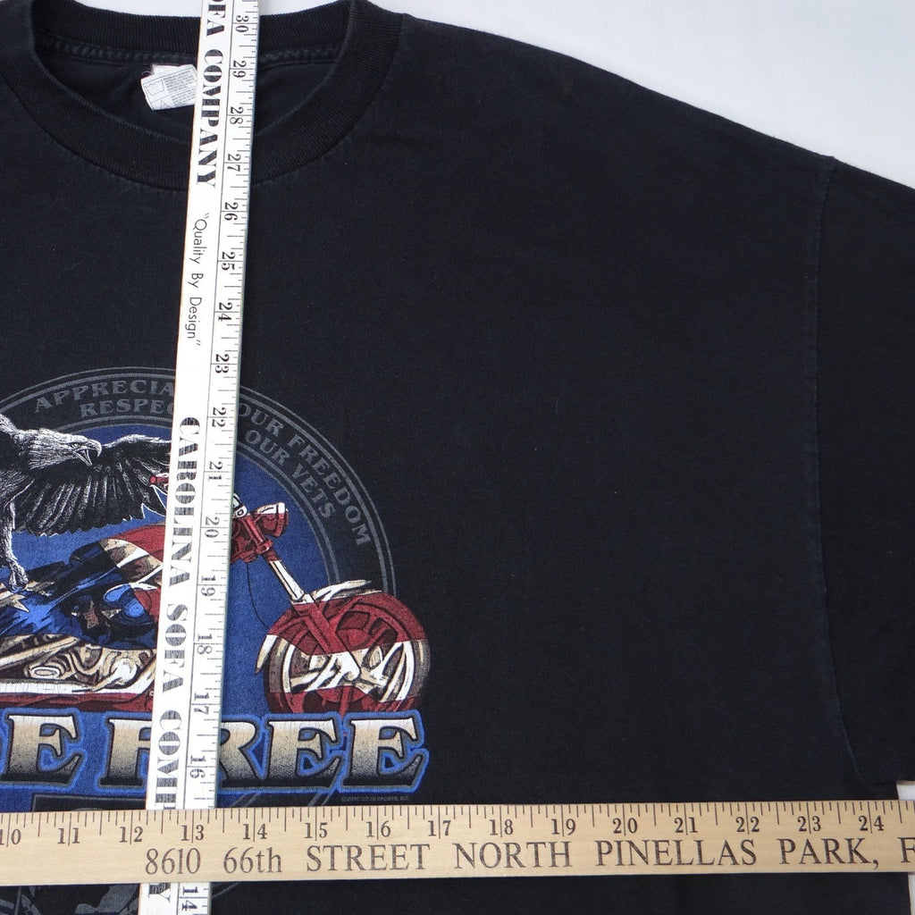 Vintage Alstyle Ride Free Motorcycle Eagle POW MIA Veteran Tee Mens 2XL Black