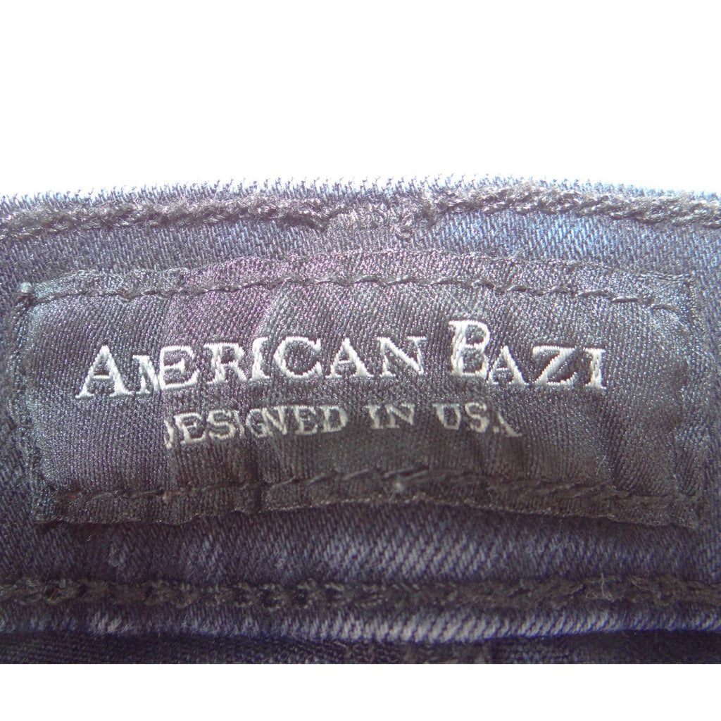 American Bazi Black Distressed Lace Up Denim Mini Skirt Womens Large
