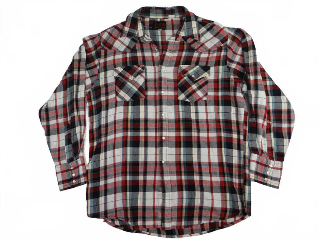 Plains Western Wear Plaid Button-Up Shirt Size Large