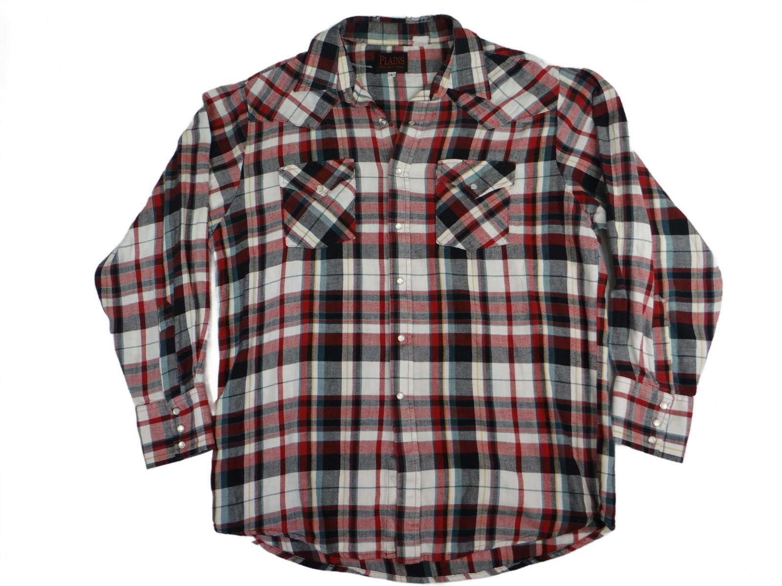 Plains Western Wear Plaid Button-Up Shirt Size Large