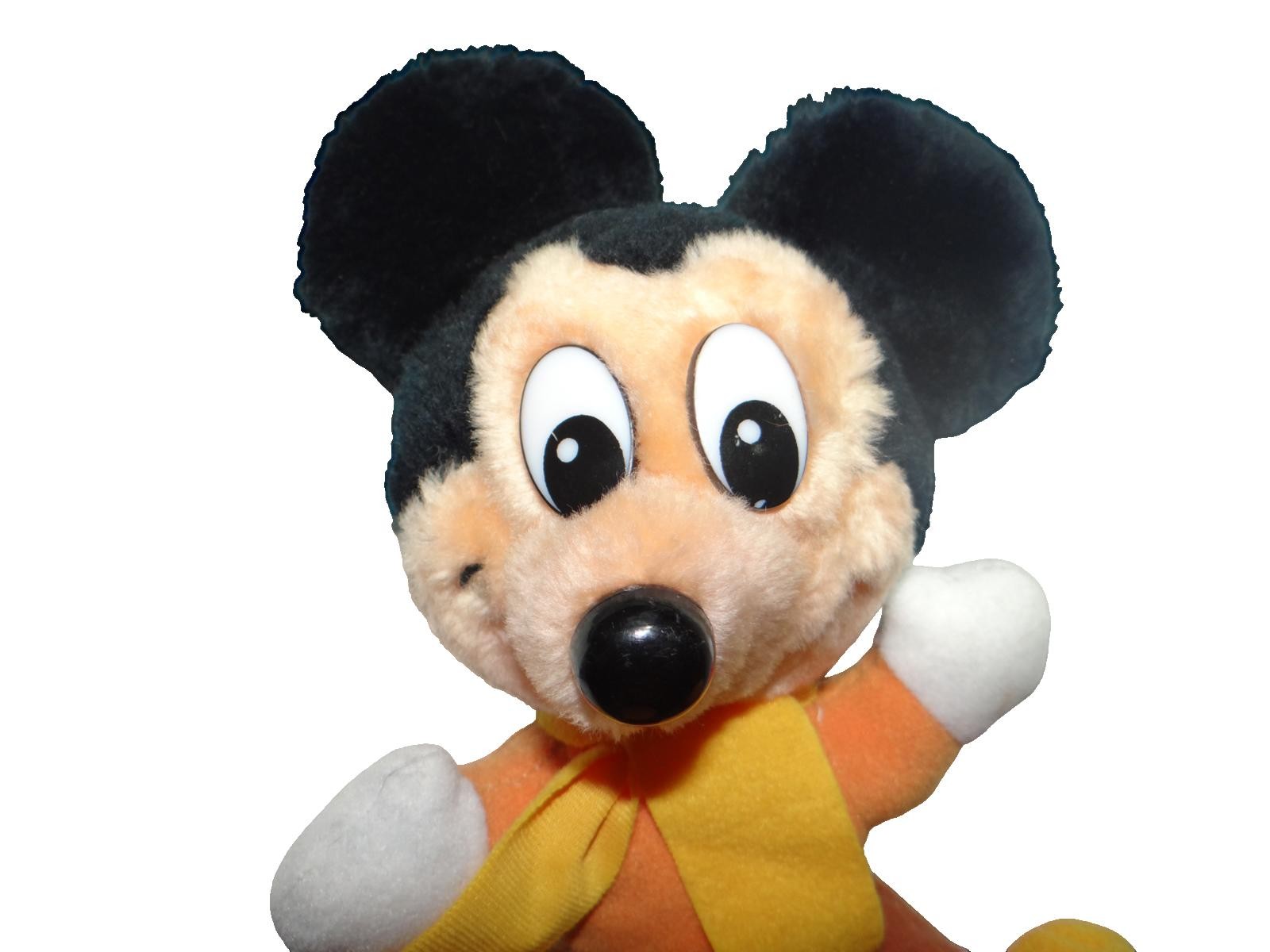 Vintage Disney Mickey Mouse A Christmas Carol Plush Toy with Yellow Scarf