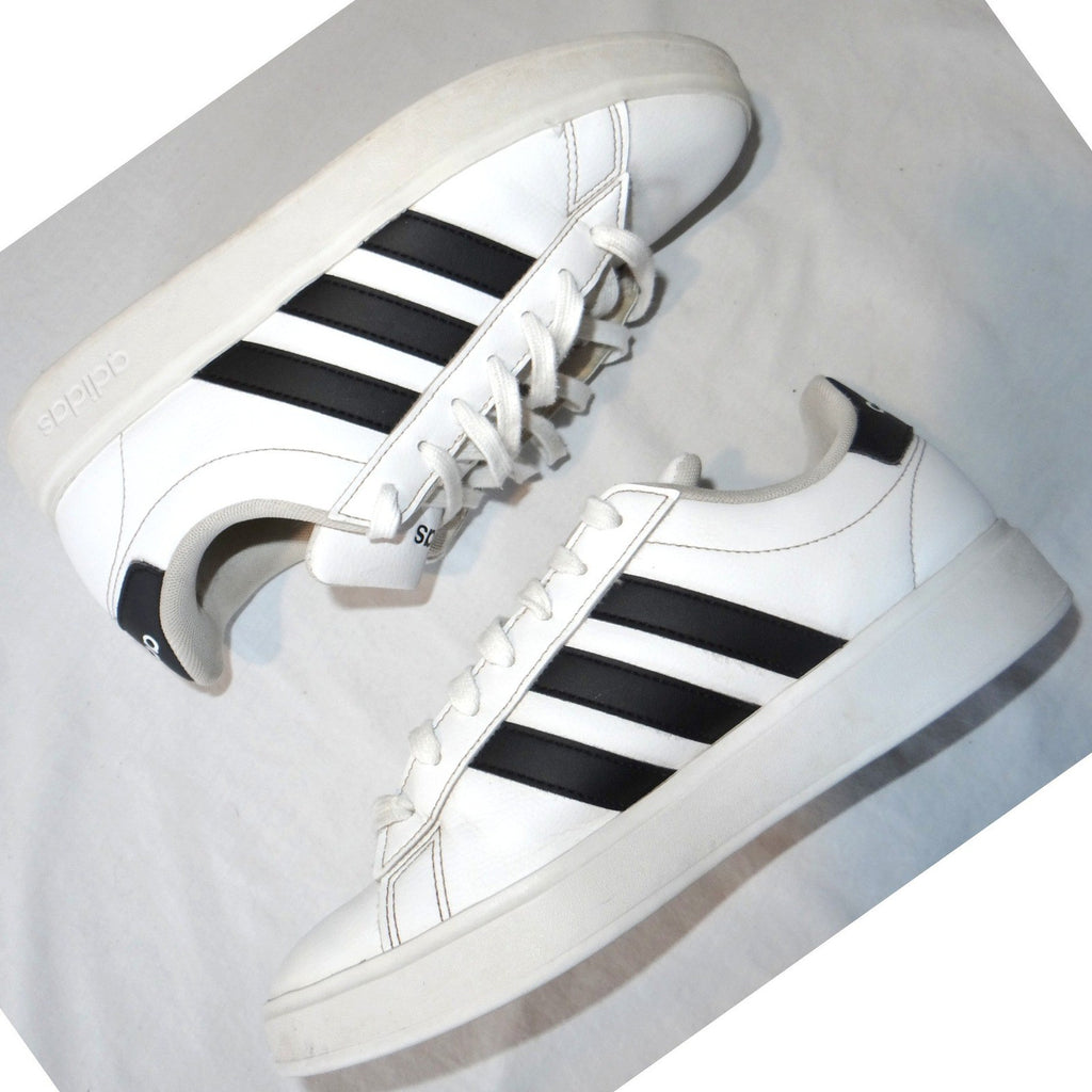 Adidas Grand Court 2.0 Shoes White Black Stripes Low Top Sneakers Mens Size 7