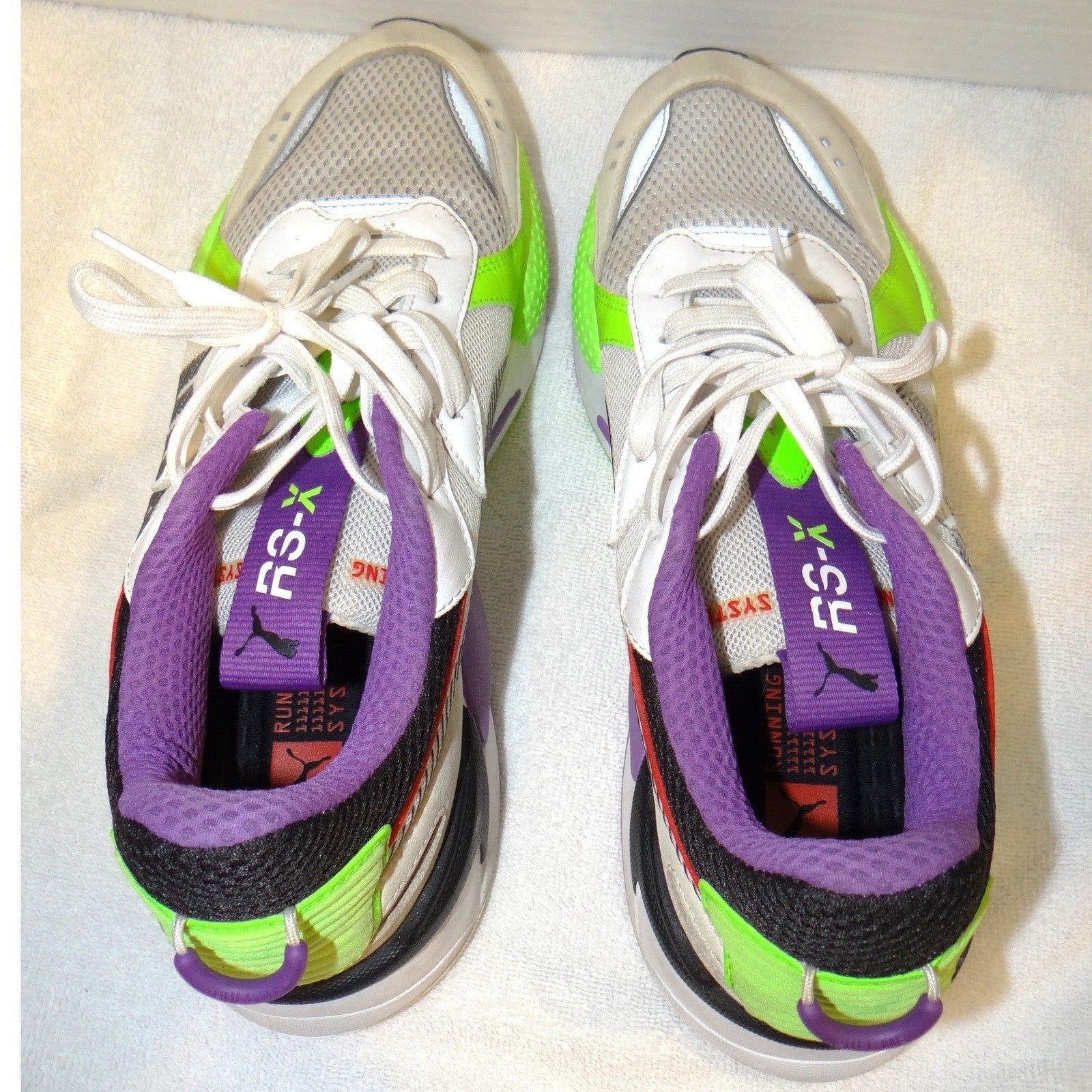Puma RS-X Hard Drive White Lime Green Purple Black Sneakers 372715-02 Mens 11