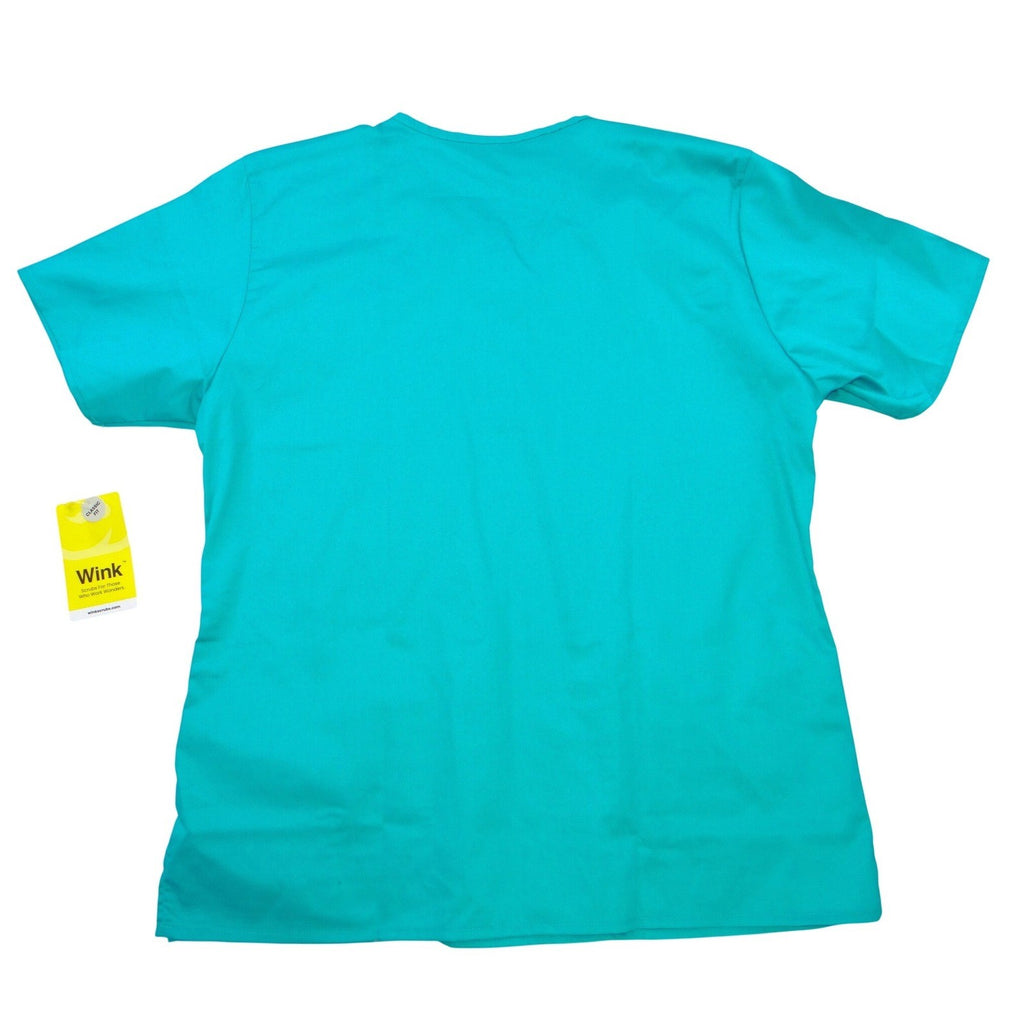 NWT-Wink Womens Classic Fit V-Neck Scrub Top Teal Blue Medium