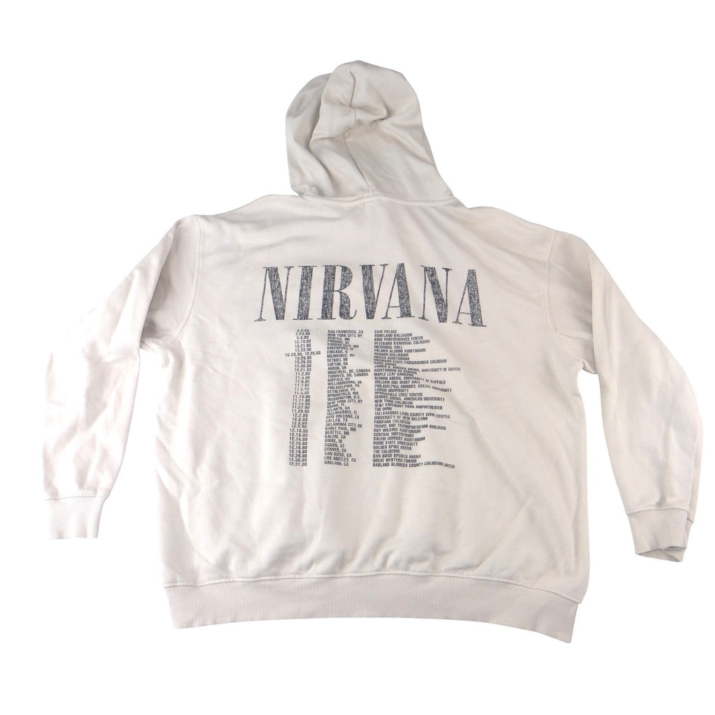 Nirvana In Utero Graphic Hoodie Mens Cream Beige Rock Band Sweatshirt