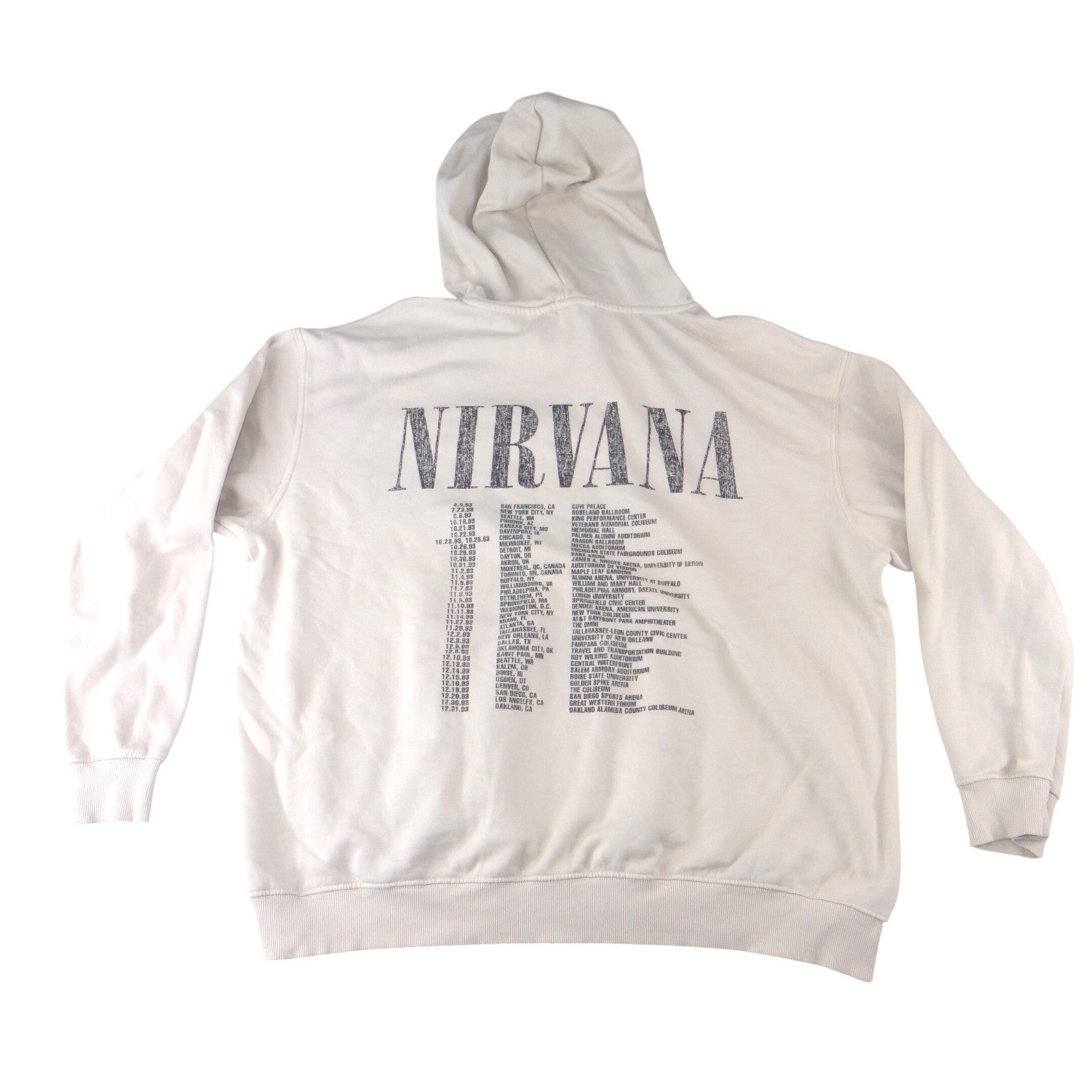 Nirvana In Utero Graphic Hoodie Mens Cream Beige Rock Band Sweatshirt