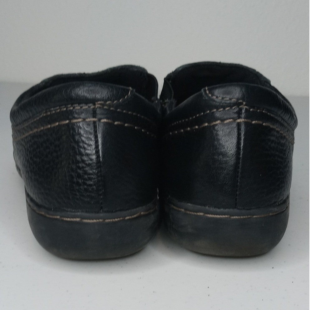 Clarks Black Leather Slip On Comfort Shoes Women's Size 8M