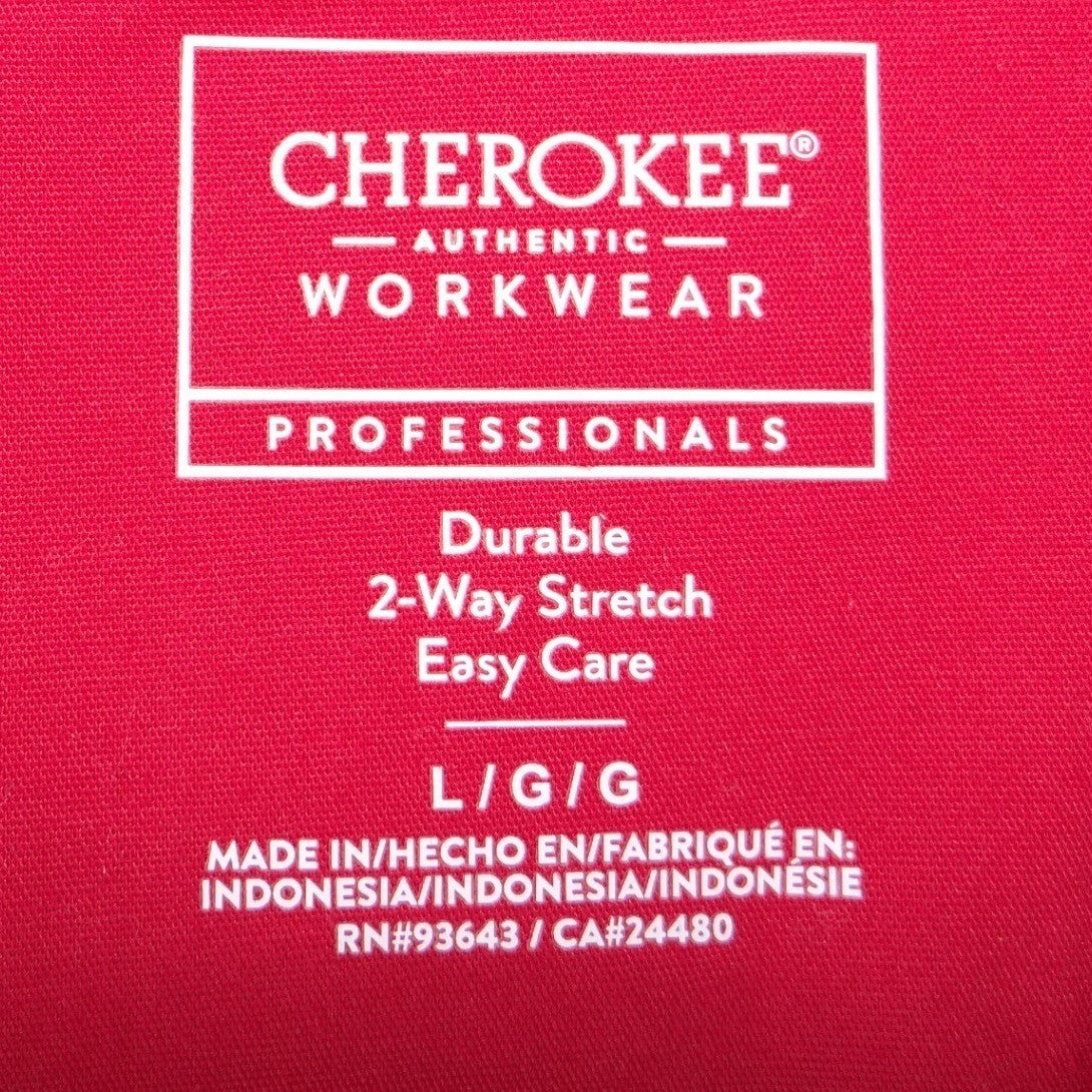 Cherokee Workwear Professionals Red Mock Wrap Scrub Top V-Neck Stretch Large