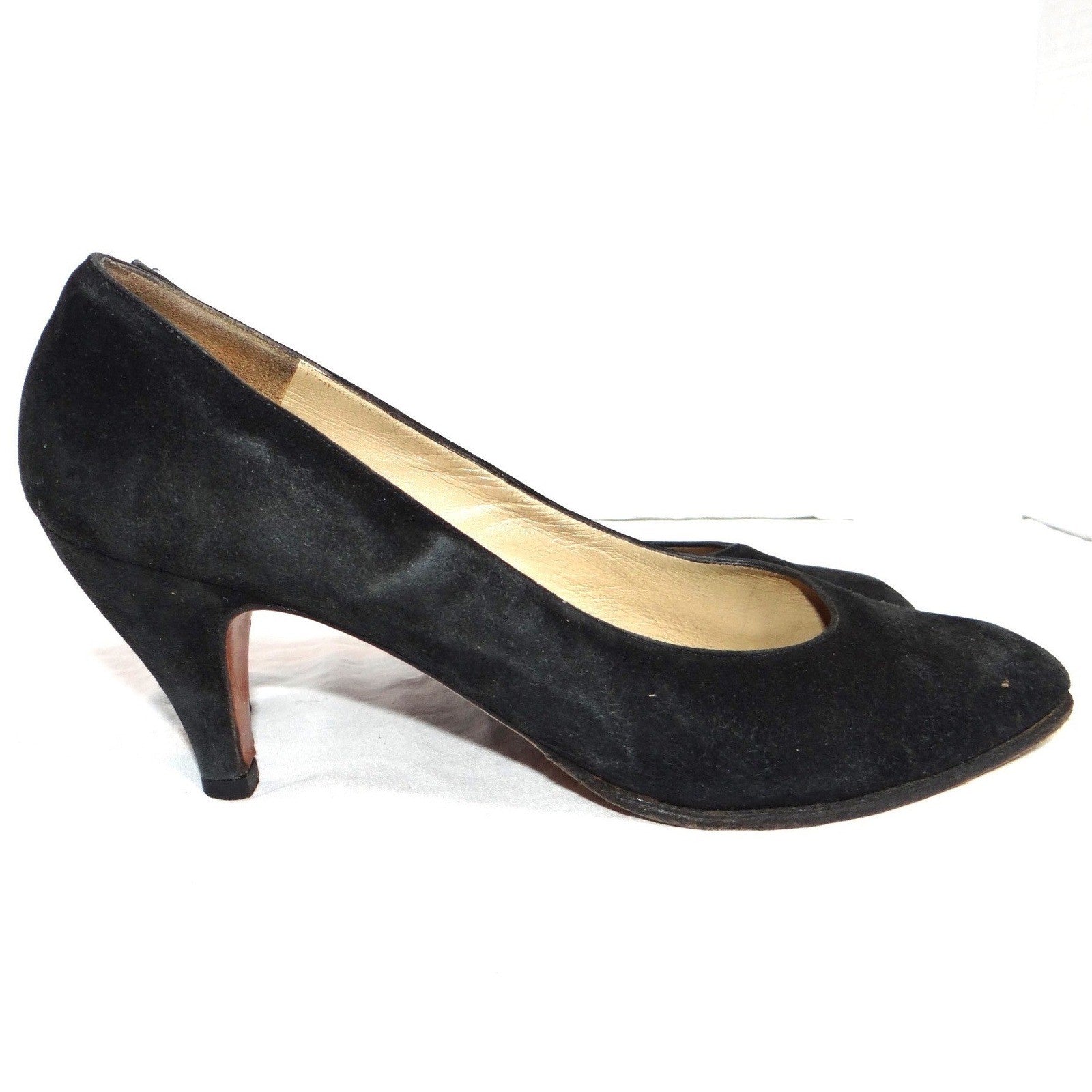 Black Suede Pumps Classic Pointed Toe High Heel Shoes Size 9AA