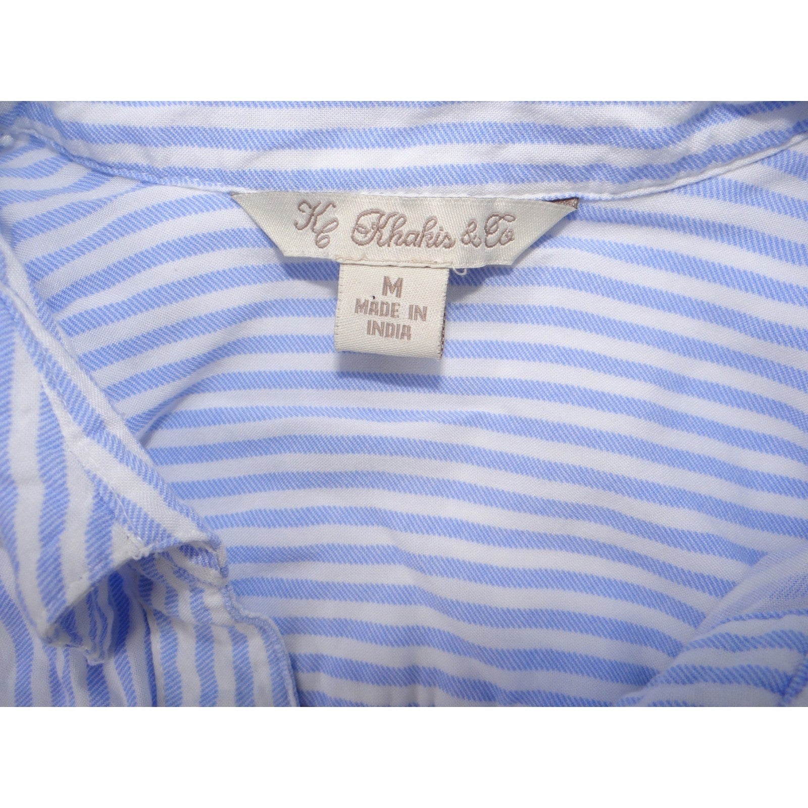 Khakis & Co Blue White Stripe Sleeveless Collared Shirt Tunic Top Women Medium