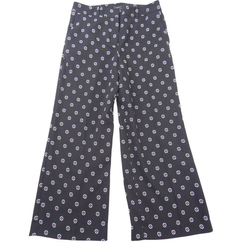 Ann Taylor Factory Womens Black White Floral Medallion Wide Leg Pants Size 4