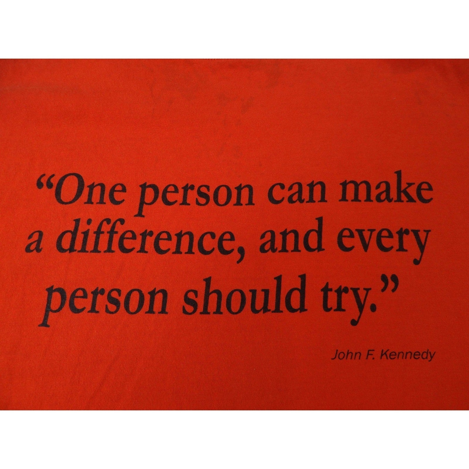 Vintage Orange T Shirt Shook Hardy & Bacon "One Person Can Make A Difference" XL