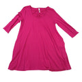 Zenana Premium Magenta Pink Lattice Neck Tunic Top 3/4 Sleeve Pockets 1X