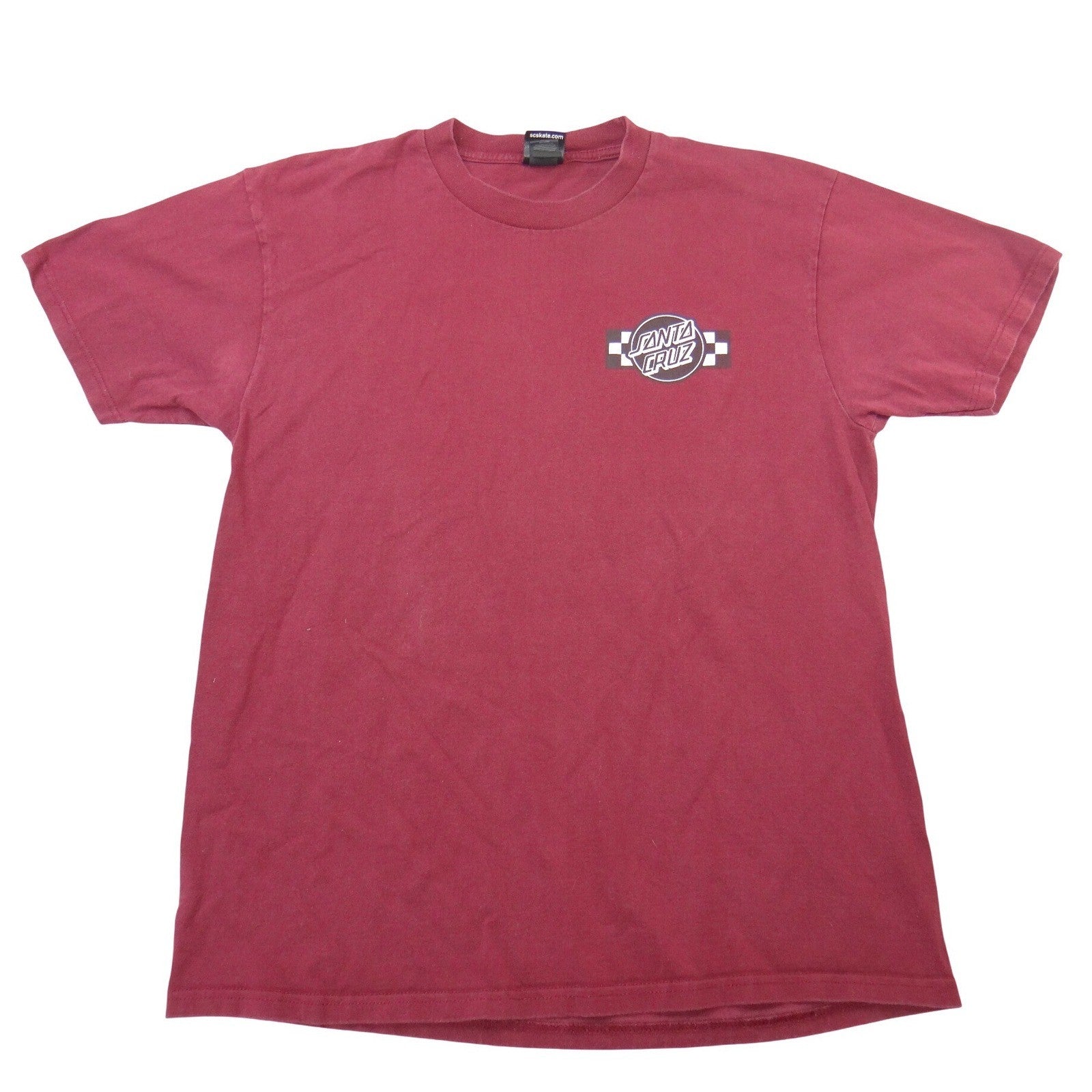 Santa Cruz Skateboards Logo Graphic T-Shirt Mens Large Burgundy Maroon Checkered