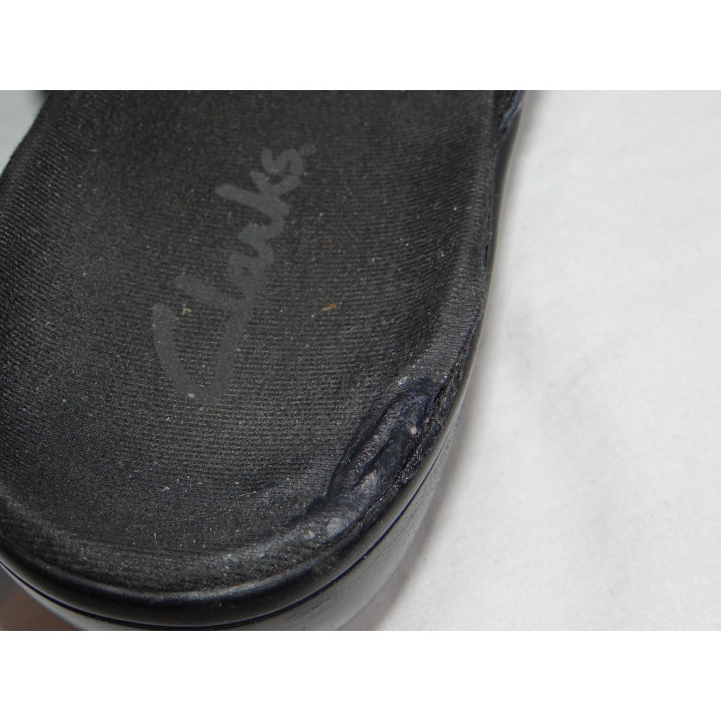 Clarks Womens Navy Leather Slip On Clogs Mules Shoes Size 7 M Style 846 16