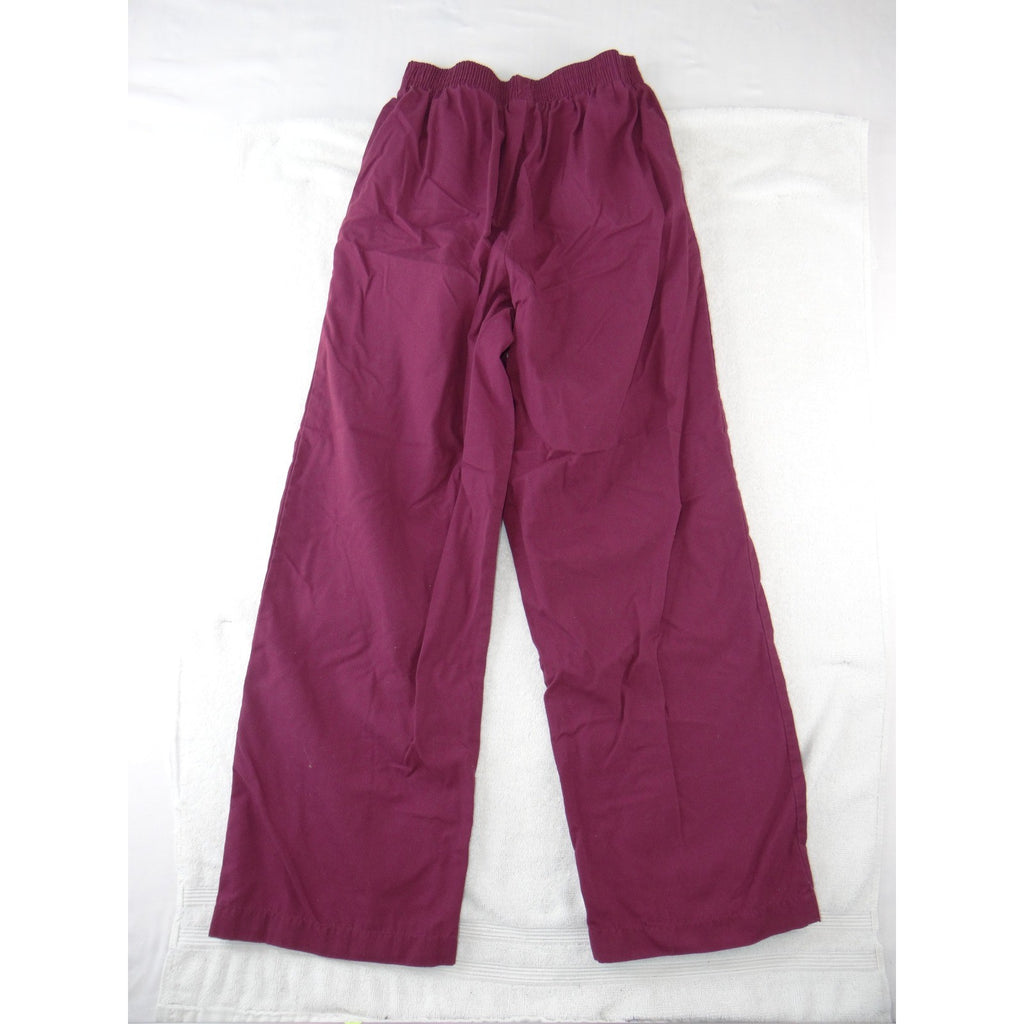 Butter-Soft Womens Scrub Set Burgundy V-Neck Top Elastic Waist Pants Size Small