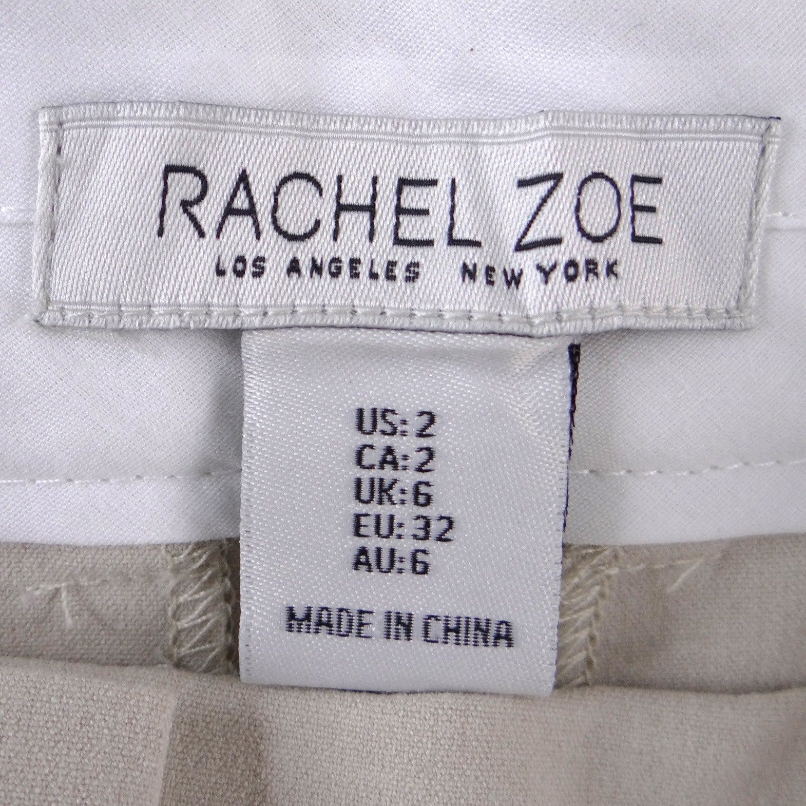 Rachel Zoe Womens Wide Leg Cuffed Trousers Beige High Rise Pants Size 2