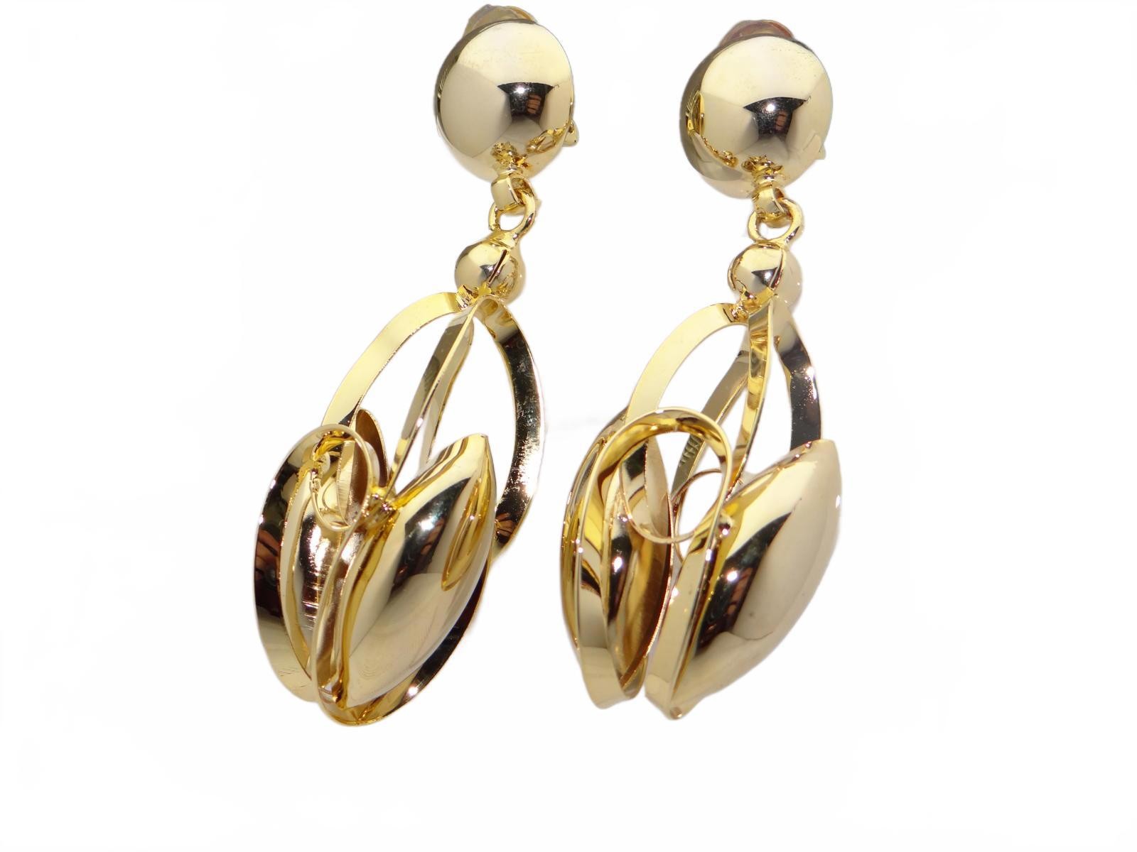 Gold Tone Modern Clip-On Earrings