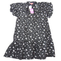 NWT-THML Womens Black Silver Metallic Embroidery Tiered Mini Dress WCT1865-BK
