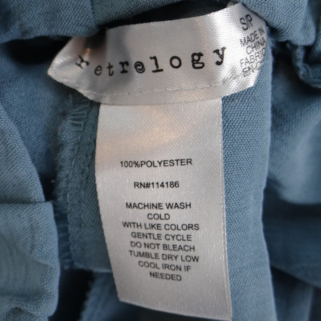 Retrology Womens Slate Blue Tie Front Elastic Waist Relaxed Summer Shorts Small