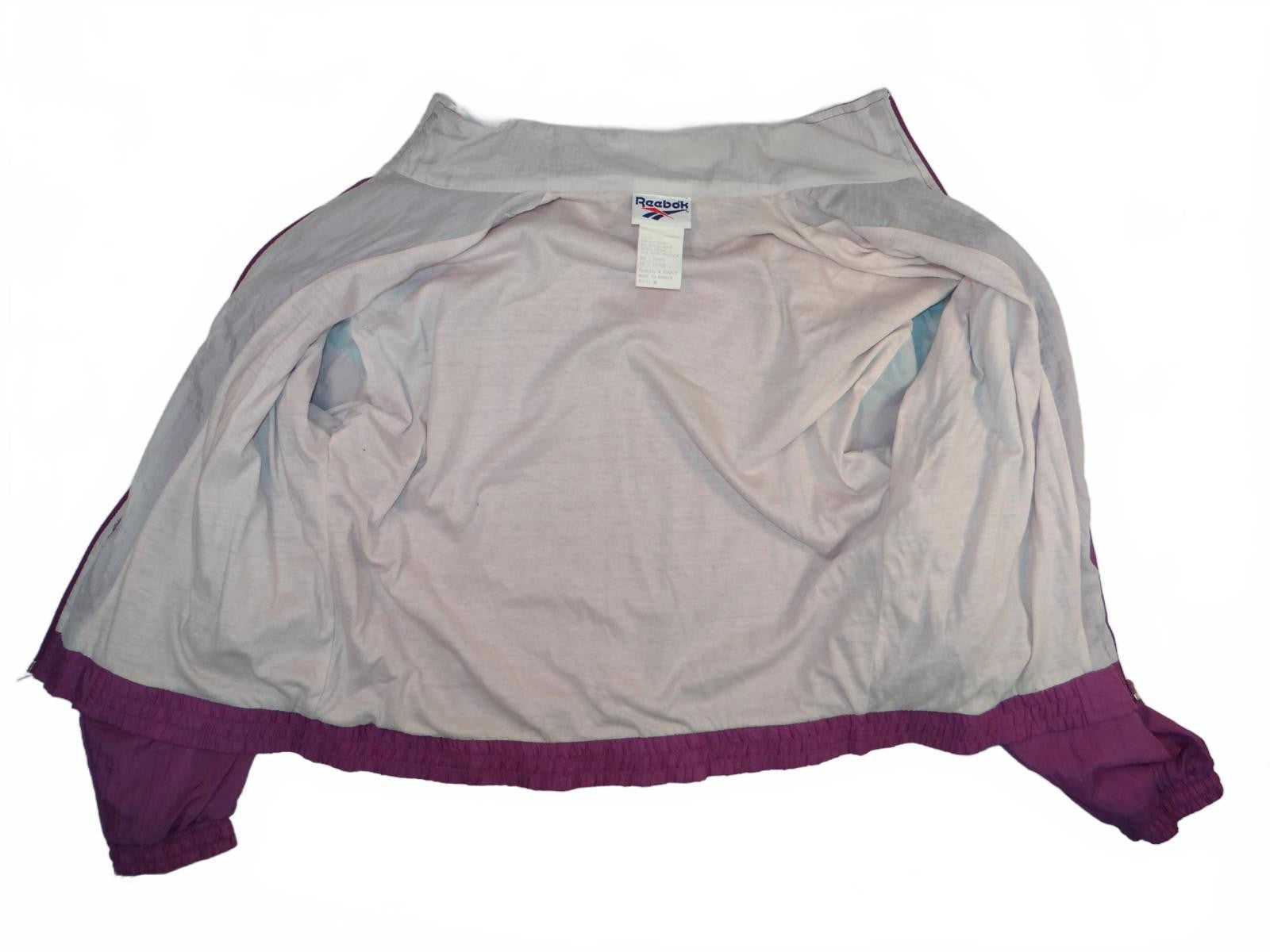 Vintage Reebok Women's Windbreaker Jacket Purple Teal White