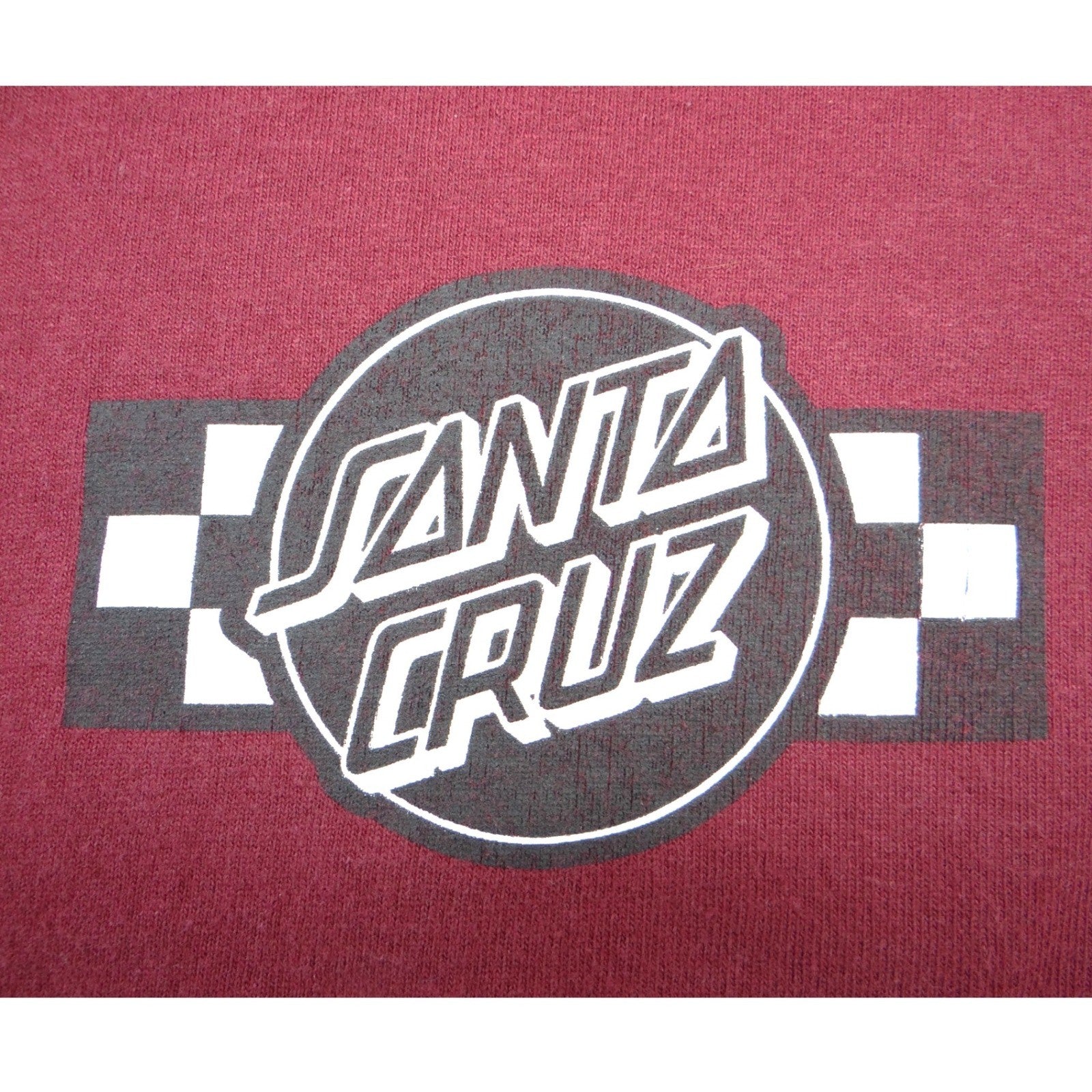 Santa Cruz Skateboards Logo Graphic T-Shirt Mens Large Burgundy Maroon Checkered