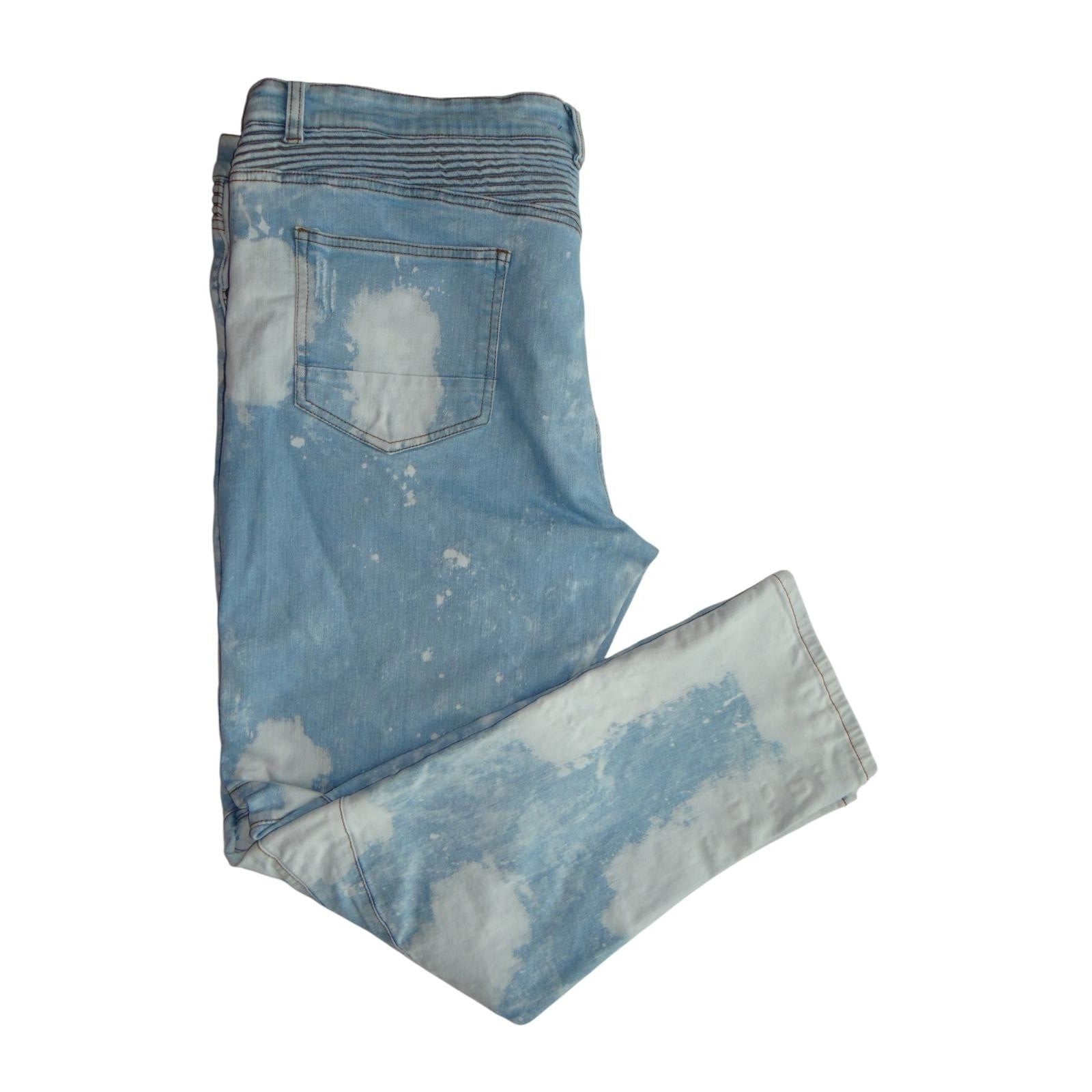 Mens Light Blue Acid Wash Skinny Jeans