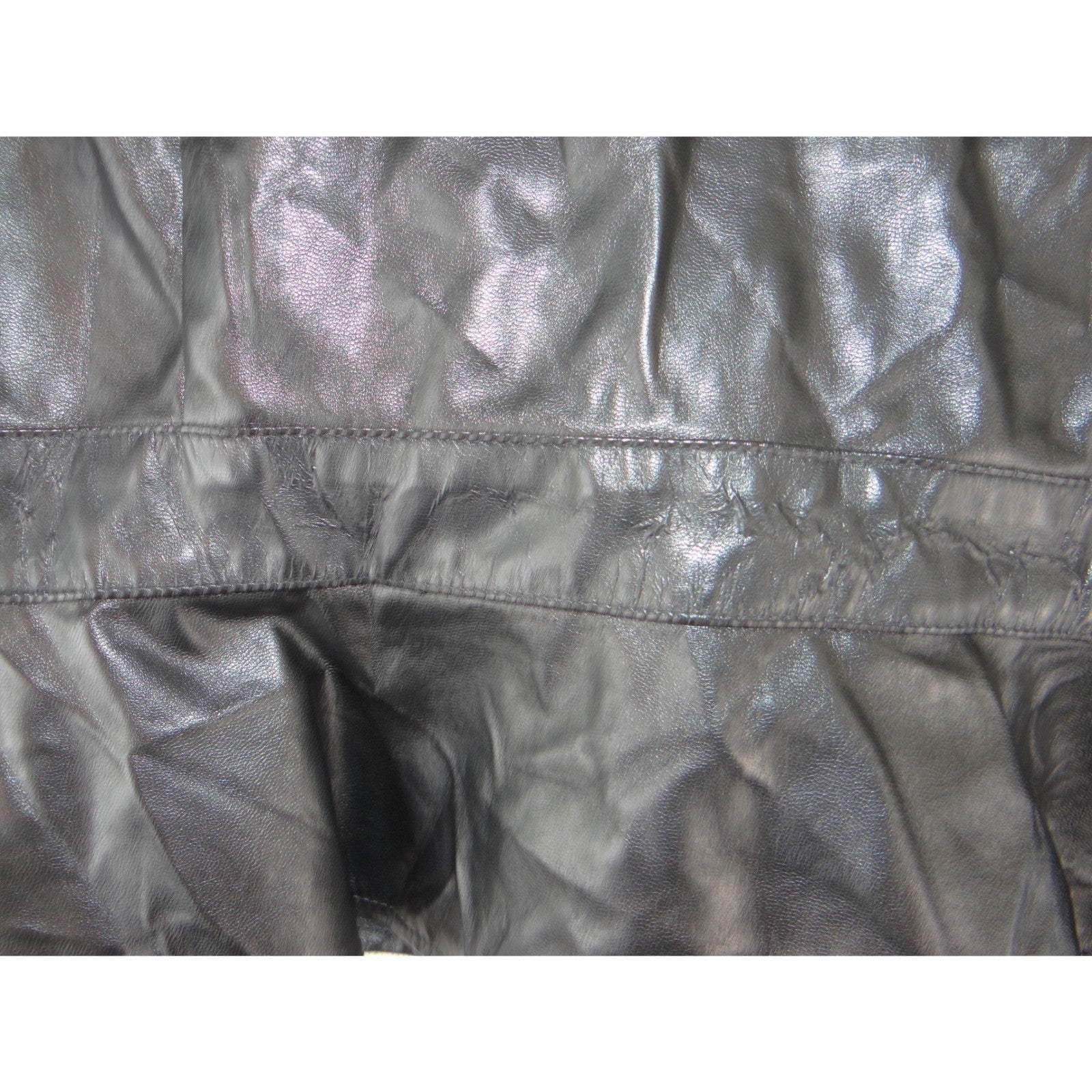 Lovely Day Black Faux Leather Wrap Peplum Top Puff Sleeve V-Neck Size L