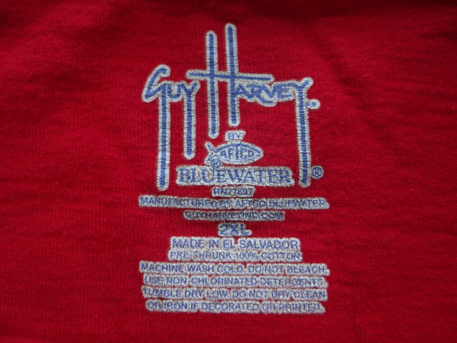 Guy Harvey Red Long Sleeve T-Shirt with Hammerhead Shark Graphic