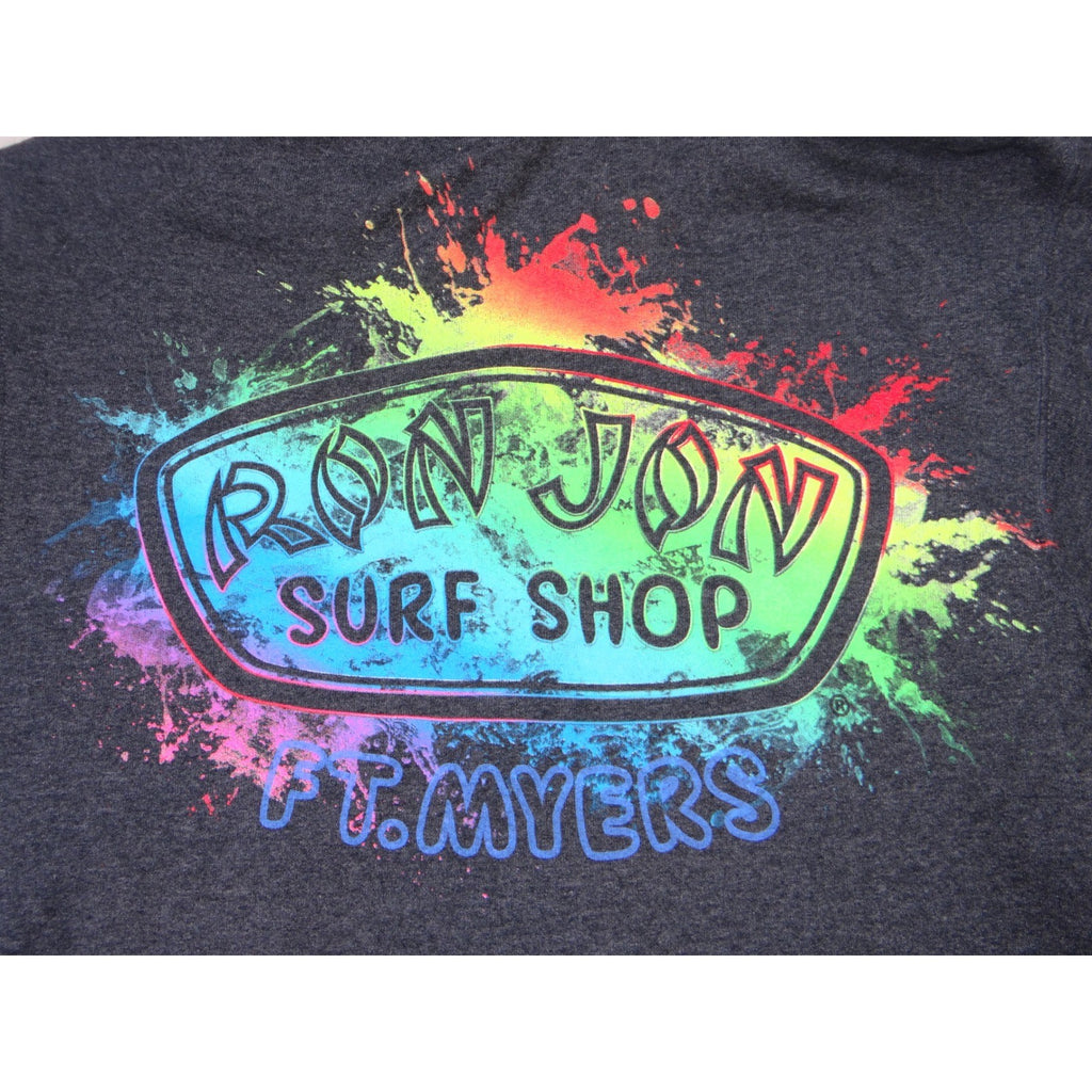 Ron Jon Surf Shop Ft Myers Hoodie Gray Pullover Size S Rainbow Logo