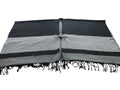 Black and Gray Women's Wool Wrap Shawl with Toggle Closure